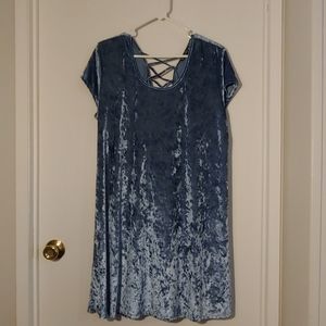 Crushed blue velvet dress